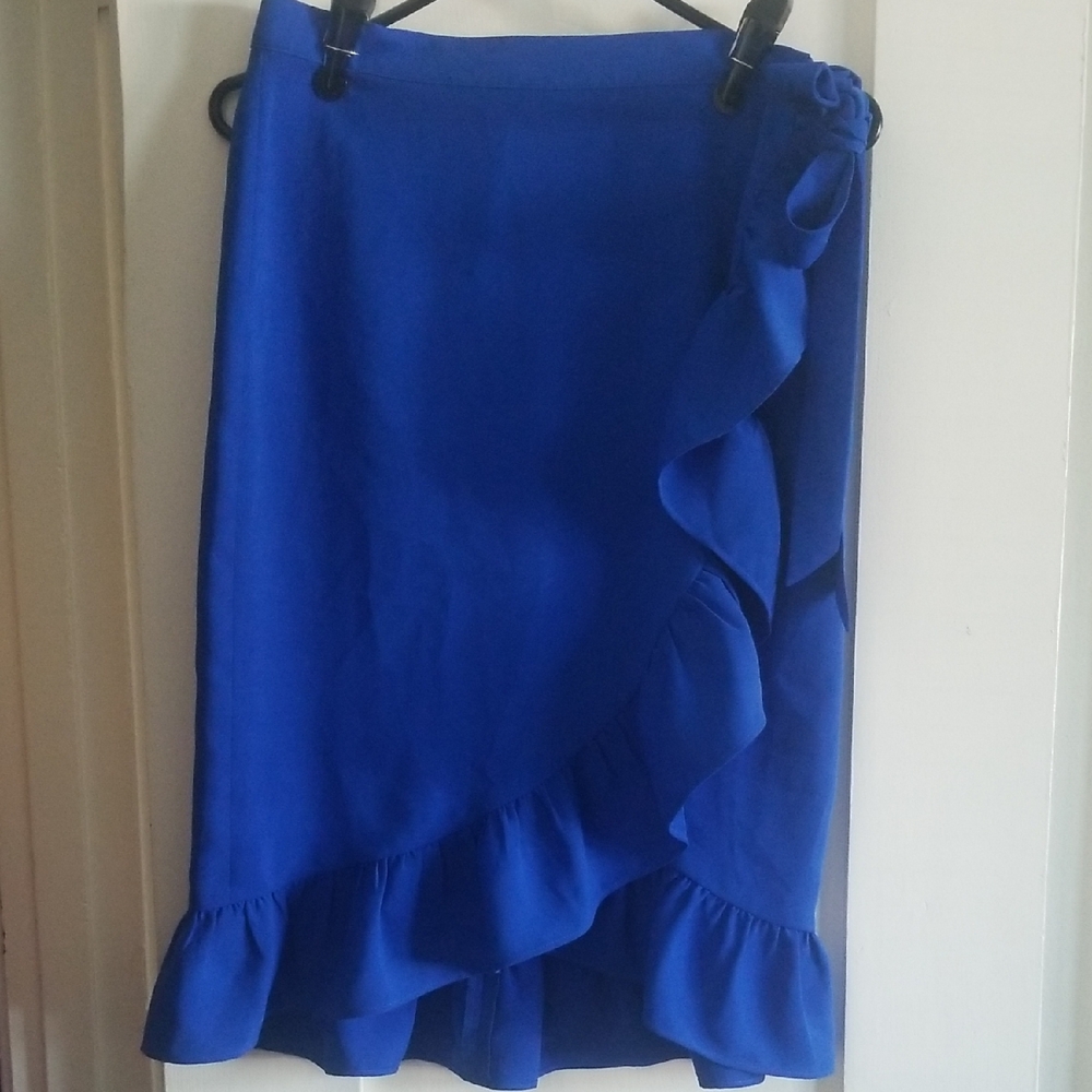 Express Royal Blue Ruffle Pencil Skirt